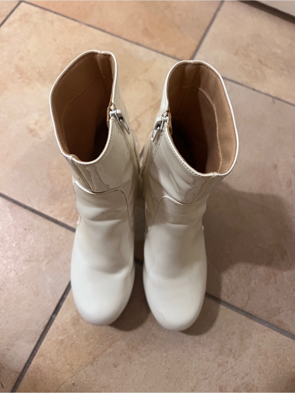 Women’s White Mid-Calf Zip Boots